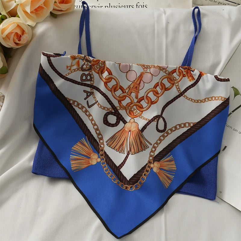 Patched Printed Camisole Top Summer Women Tank Crop Tops Girls Sexy Bellyband Sleeveless