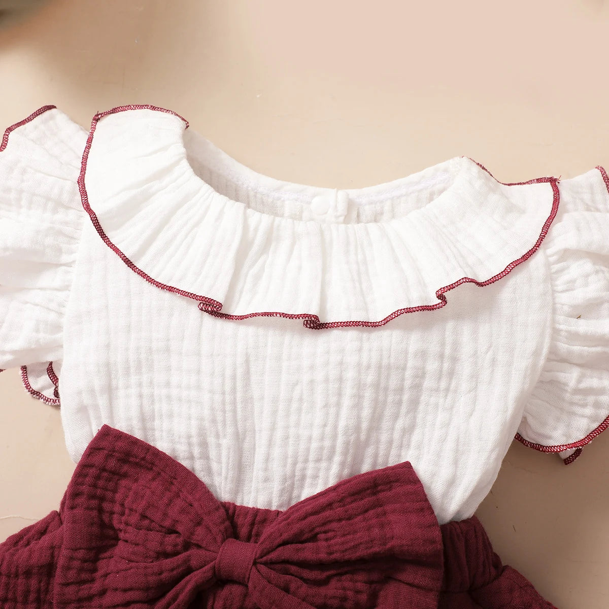Baby Girl Red Wine with white 3-layer cupcake dress