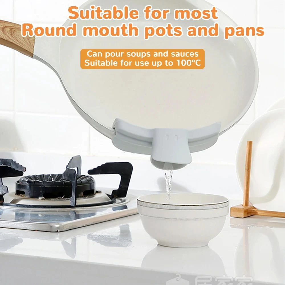 Silicone Pot Side Drainage Guide Nozzle Cute Duckbill Shape Anti-Spill Kitchen Soup Pouring Funnel Clip Spaghetti Funnel Filter