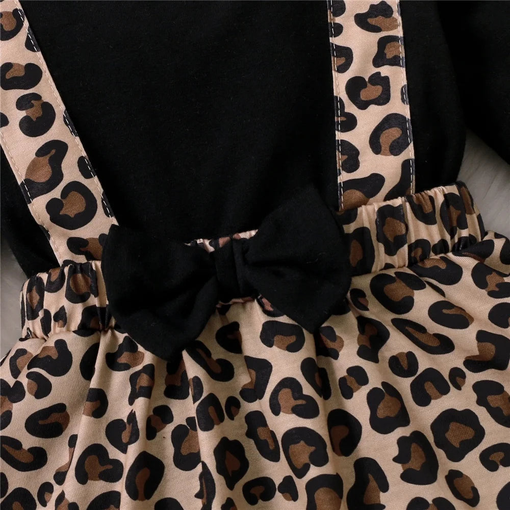 Baby Girl Romper Dress Long Sleeve Leopard Dresses