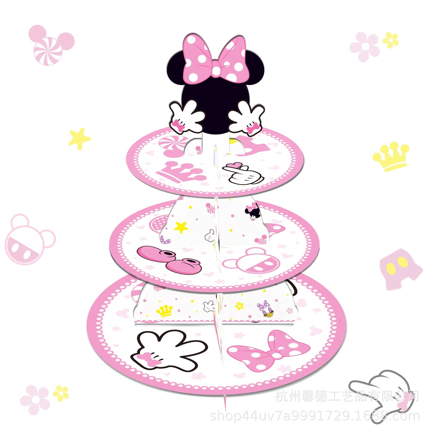 Children's birthday gift party cartoon Mickey Mouse Mickey Minnie cake rack DIY decorative dessert tray
