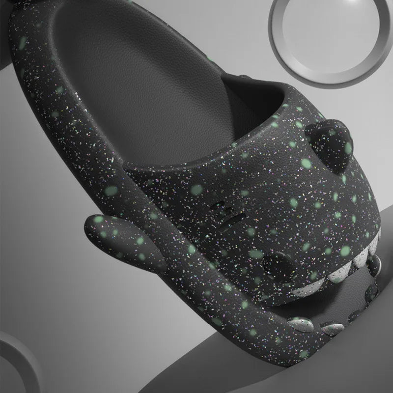 4cm Thick Sole Man Women Shark Slippers Luminous Shark Slippers Summer Adult Couples Cool Slippers Home Anti-Skid Slippers