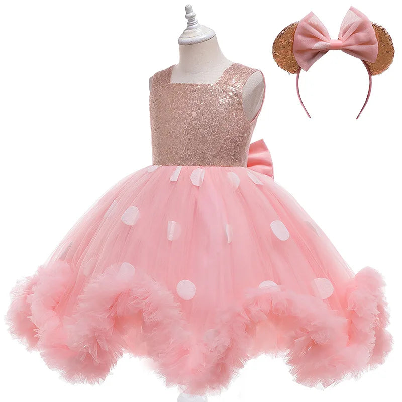 1-6-year-old baby's first birthday party fluffy mesh Tutu Dress New Flower Girl irregular skirt dress wedding party dinner dress