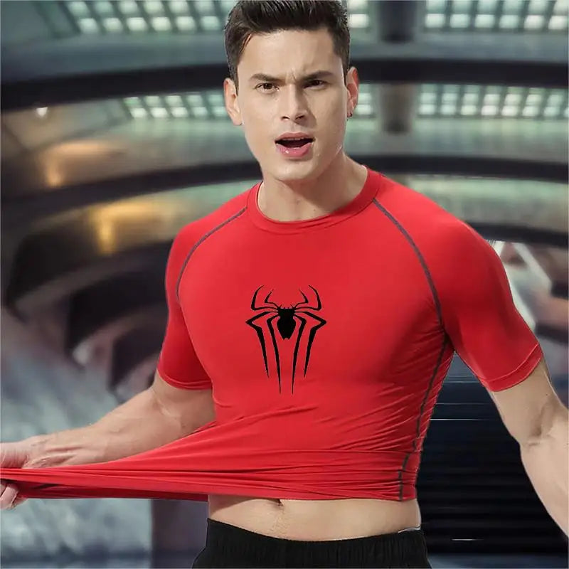 Printed Men's Athletic Compression Shirts Athletic Quick Dry Breathable Rash Guard Athletic Tight Workout Tops Summer Men