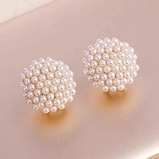 2024 New Korean Round Pearl Small Earrings Fashion Elegant Simple Earrings Women Jewelry