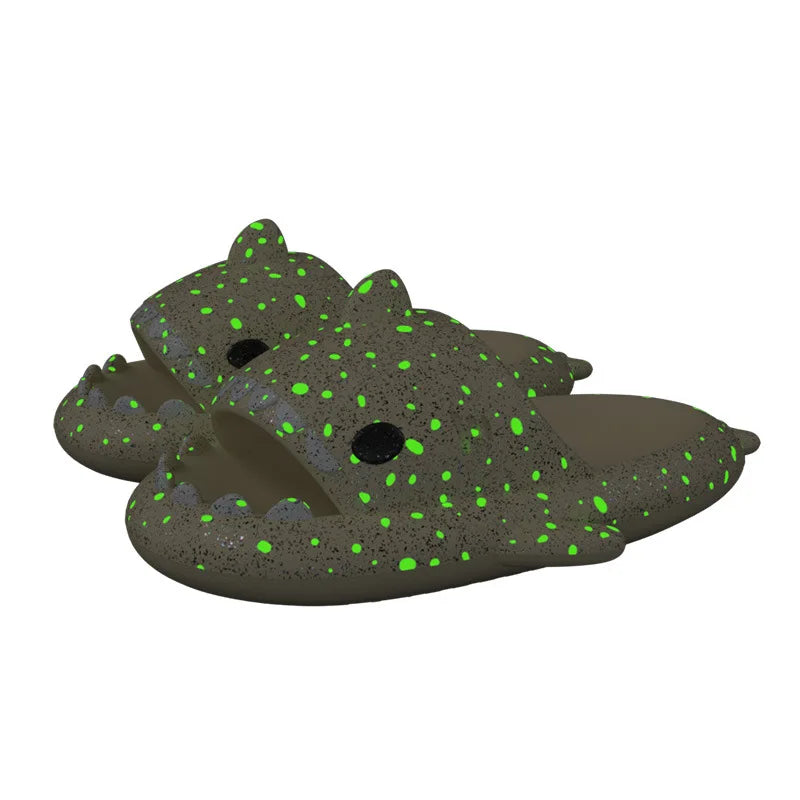 Summer Luminous Shark Slippers Women Men Thick Soles Couple Slipper Flip Flops Anti-slip Flat Shoes Couple Sandal Christmas Gift