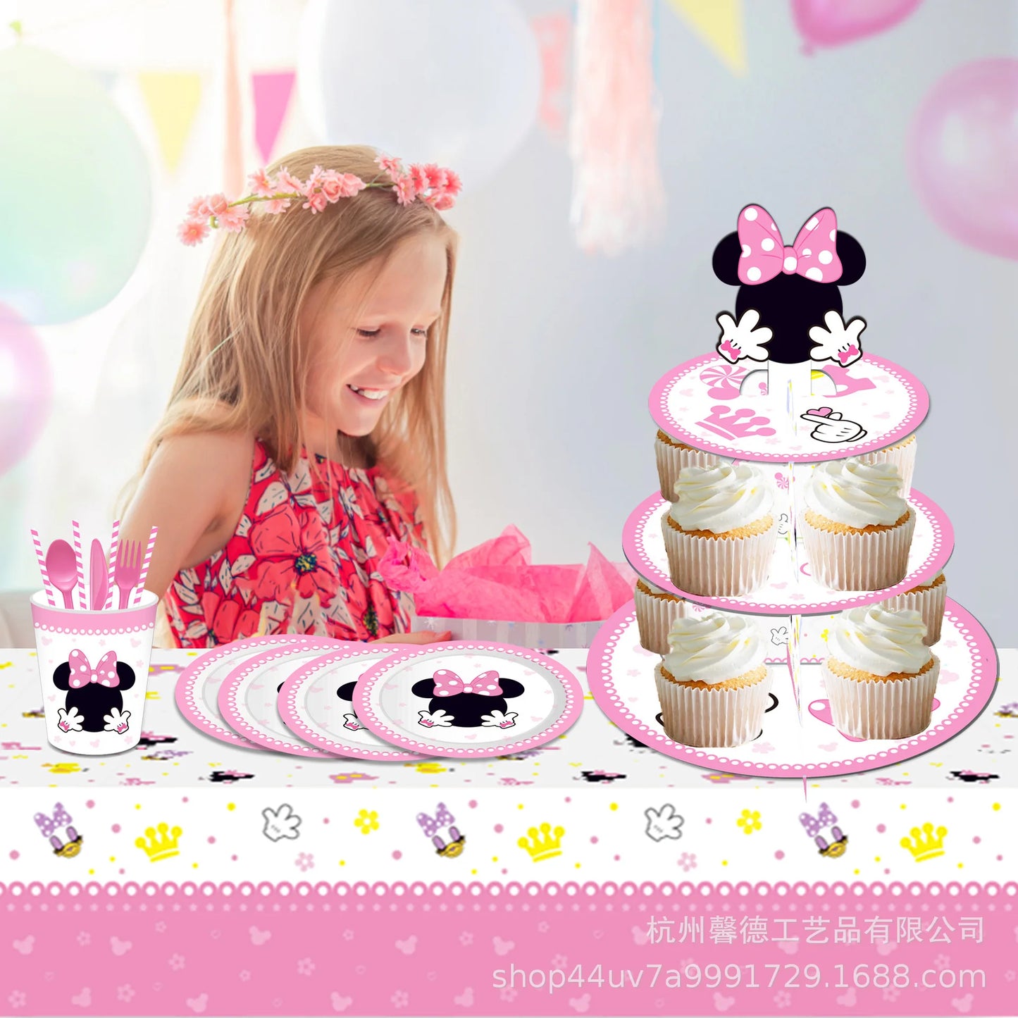 Children's birthday gift party cartoon Mickey Mouse Mickey Minnie cake rack DIY decorative dessert tray
