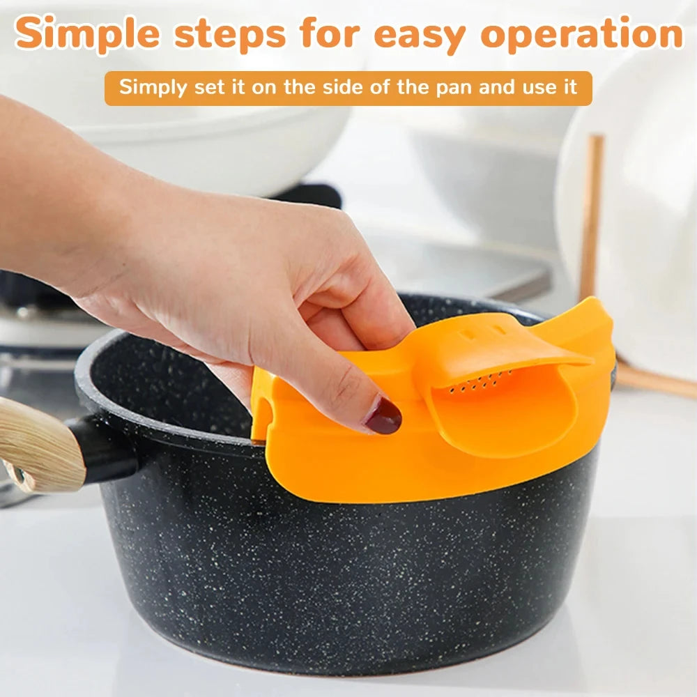 Silicone Pot Side Drainage Guide Nozzle Cute Duckbill Shape Anti-Spill Kitchen Soup Pouring Funnel Clip Spaghetti Funnel Filter