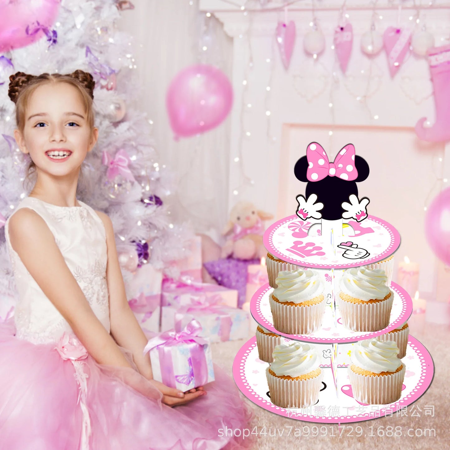 Children's birthday gift party cartoon Mickey Mouse Mickey Minnie cake rack DIY decorative dessert tray