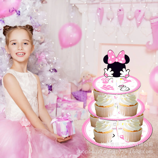 Children's birthday gift party cartoon Mickey Mouse Mickey Minnie cake rack DIY decorative dessert tray
