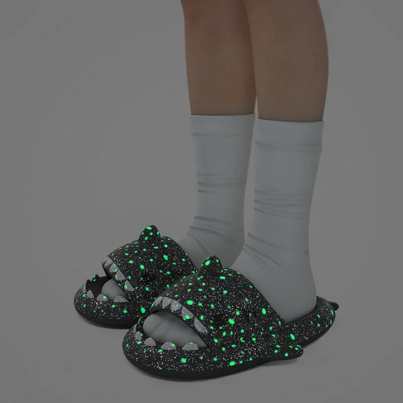 4cm Thick Sole Man Women Shark Slippers Luminous Shark Slippers Summer Adult Couples Cool Slippers Home Anti-Skid Slippers
