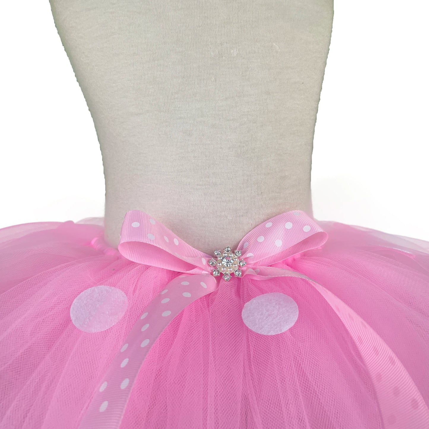 Girls Pink Mickey Tutu Skirts Baby Ballet Tulle Pettiskirts with White Polka Dots and Hairbow Kids Cosplay Party Costume Skirts