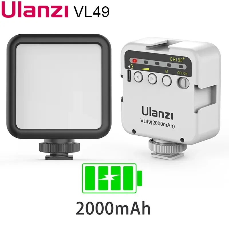 Ulanzi VL49 6W Mini Vlog LED Fill Light White Yellow Warm 2000mAh 5500K Zoom Lighting Photographic Lighting Video Office Lamp