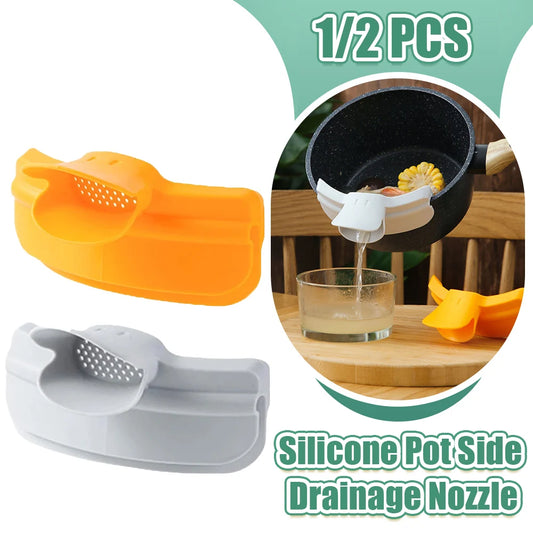 Silicone Pot Side Drainage Guide Nozzle Cute Duckbill Shape Anti-Spill Kitchen Soup Pouring Funnel Clip Spaghetti Funnel Filter