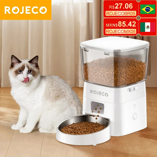 ROJECO 2L Automatic WIFI Cat Feeder Smart Pet Food Dispenser For Dry Food Dogs Kibble Dispenser With Remote Control Accessories