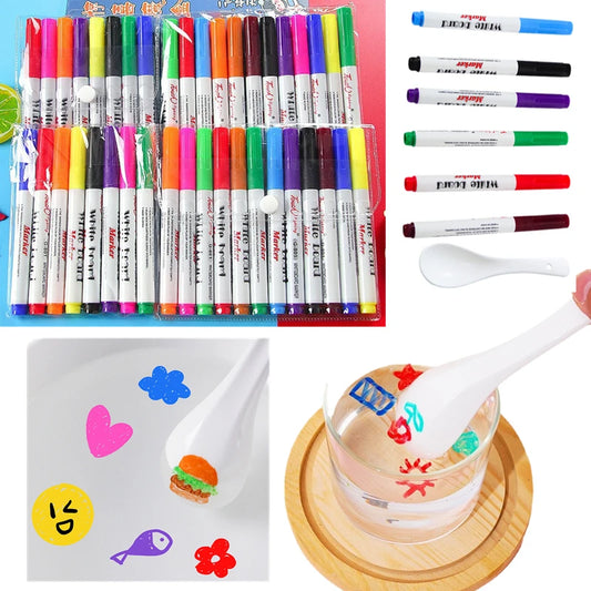 Magical Water Painting Floating Pen Children Drawing Toys Suspension Water Color Ink Pen Markers Montessori Early Education Toys