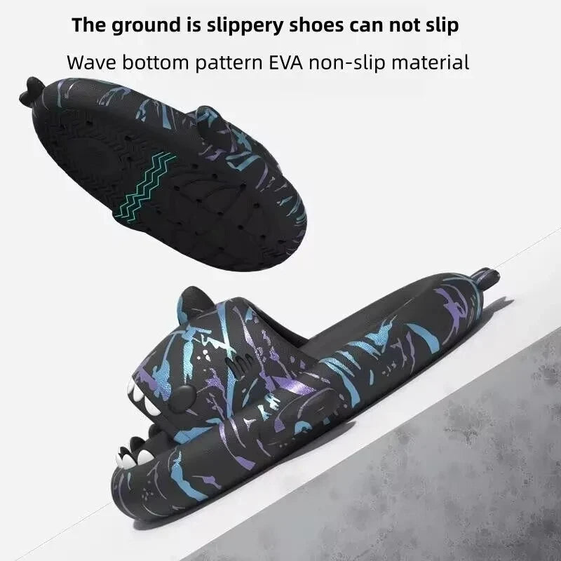 Fashion Shark Slippers Women Men Outside Sandals Couples Beach Flip Flops Indoor Slides Summer Shoes EVA Non-slip Sports Sandals