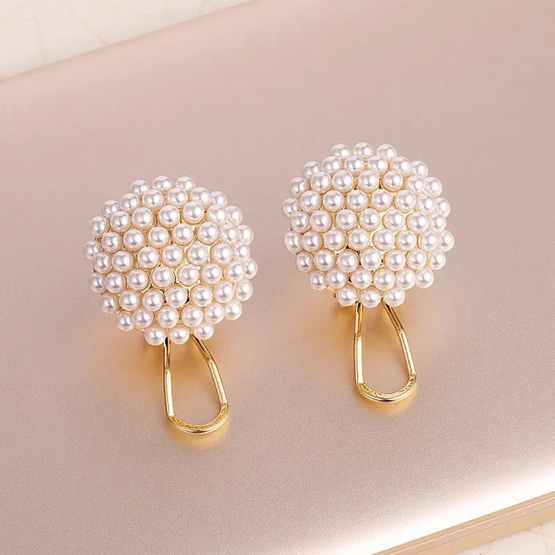 2024 New Korean Round Pearl Small Earrings Fashion Elegant Simple Earrings Women Jewelry