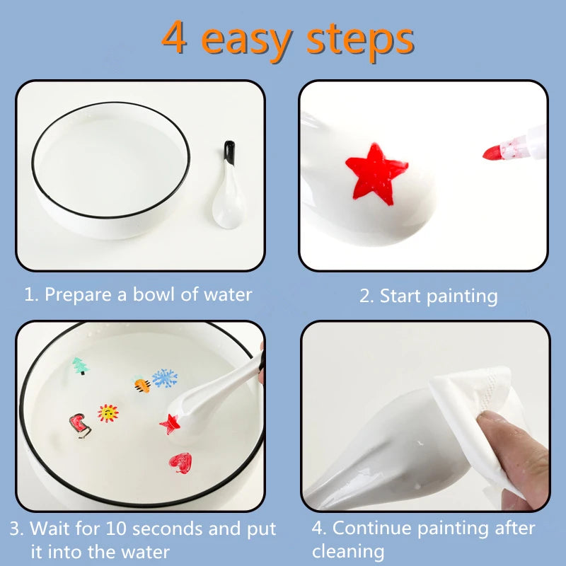 Magical Water Painting Floating Pen Children Drawing Toys Suspension Water Color Ink Pen Markers Montessori Early Education Toys