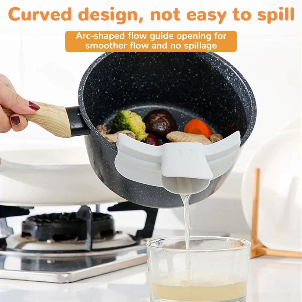 Silicone Pot Side Drainage Guide Nozzle Cute Duckbill Shape Anti-Spill Kitchen Soup Pouring Funnel Clip Spaghetti Funnel Filter