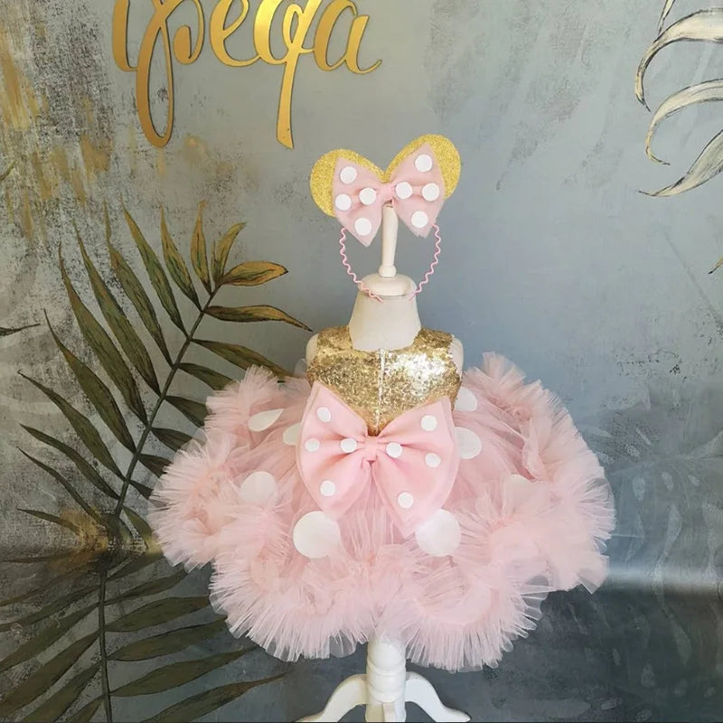 1-6-year-old baby's first birthday party fluffy mesh Tutu Dress New Flower Girl irregular skirt dress wedding party dinner dress