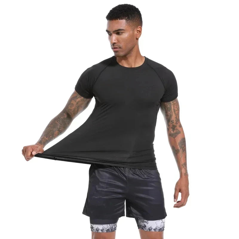 Men's Compression Shirt Anime Print Gym Sport Quick Dry Gym TShirts Fitness Athletic Undershirts Elasticity Tops Tee Summer Male