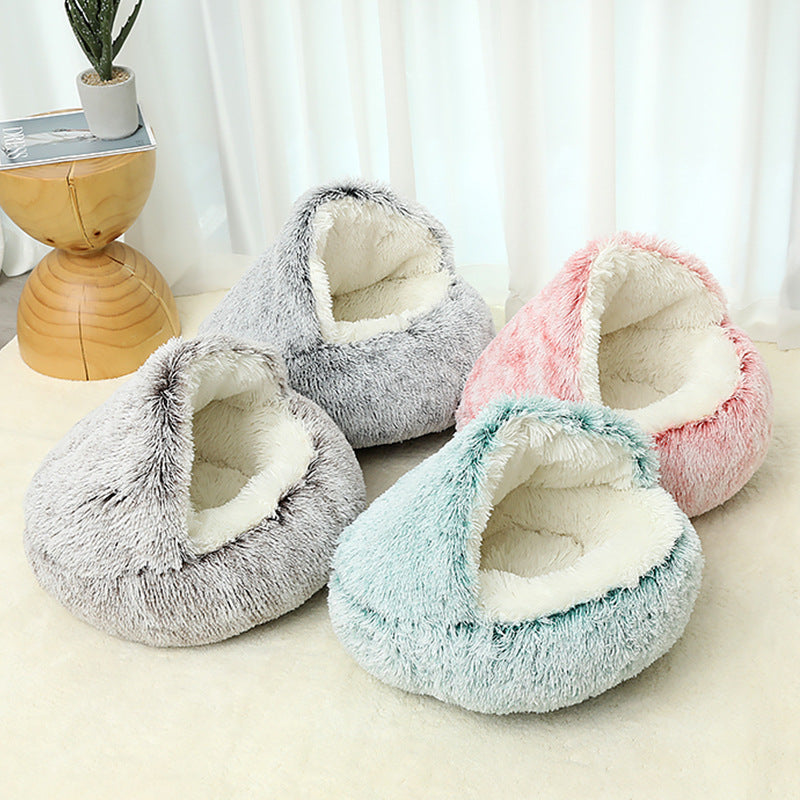 Winter warm shell semi-enclosed cat litter pet cat bed semi-enveloping kennel dog bed closed cat litter