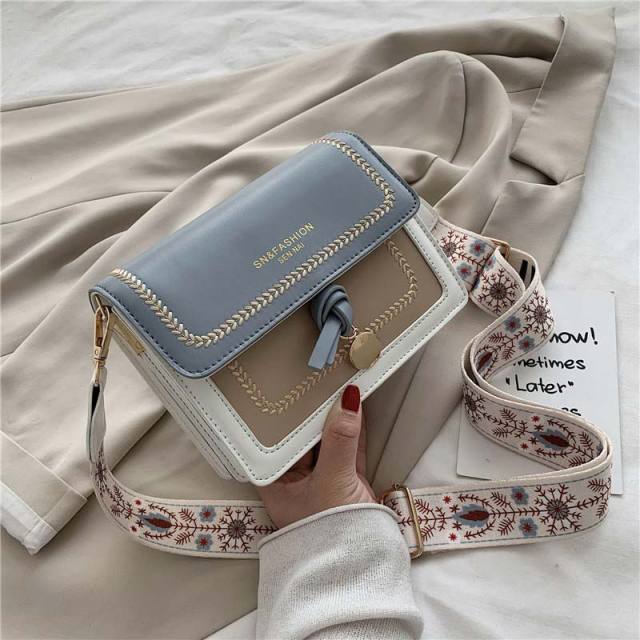 Kylethomasw Contrast color Leather Crossbody Bags For Women Travel Handbag Fashion Simple Shoulder Messenger Bag Ladies Cross Body Bag