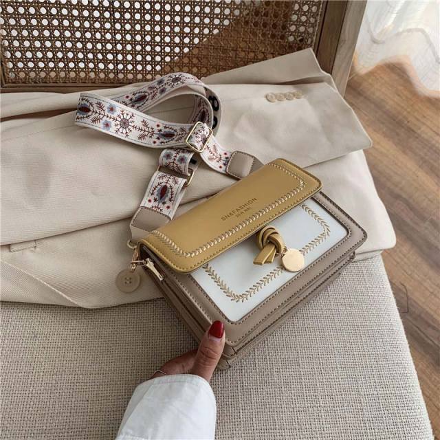 Kylethomasw Contrast color Leather Crossbody Bags For Women Travel Handbag Fashion Simple Shoulder Messenger Bag Ladies Cross Body Bag